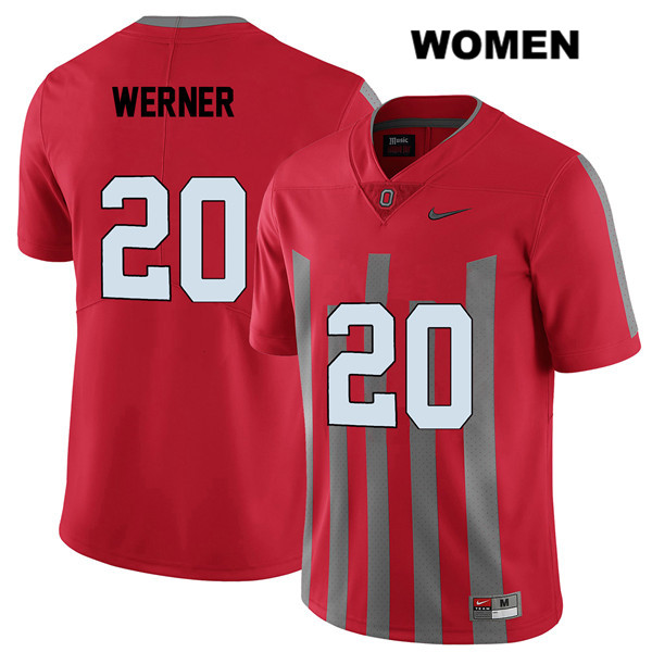 Ohio State Buckeyes Women's Pete Werner #20 Red Authentic Nike Elite College NCAA Stitched Football Jersey MZ19B21JO